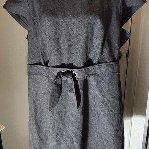 KSL Gray Shawl Collar Cap Sleeve Sheath Dress 22W